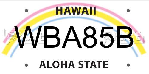 WBA85B Hawaii License Plate