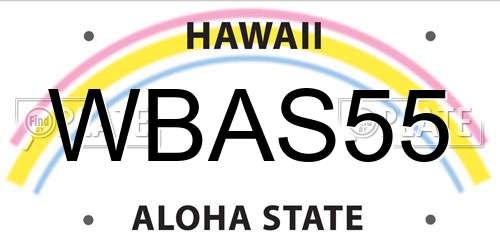 WBAS55 Hawaii License Plate