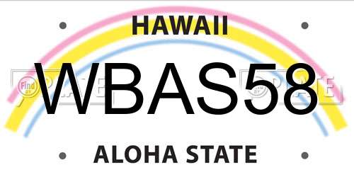 WBAS58 Hawaii License Plate