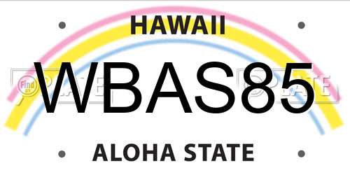 WBAS85 Hawaii License Plate