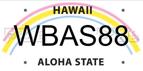 WBAS88 Hawaii License Plate