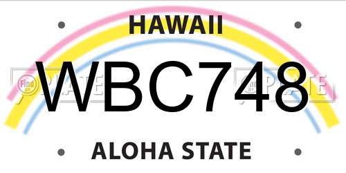 WBC748 Hawaii License Plate