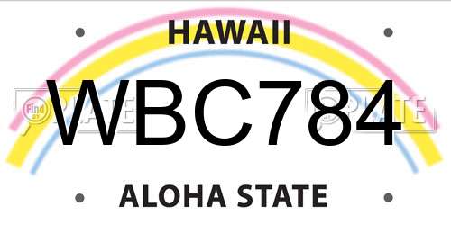 WBC784 Hawaii License Plate