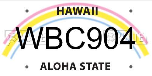 WBC904 Hawaii License Plate