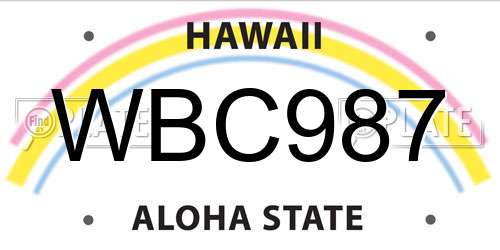 WBC987 Hawaii License Plate