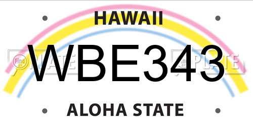 WBE343 Hawaii License Plate
