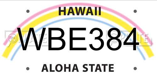 WBE384 Hawaii License Plate