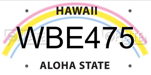 WBE475 Hawaii License Plate