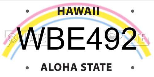 WBE492 Hawaii License Plate