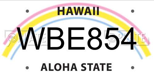 WBE854 Hawaii License Plate
