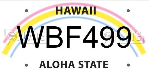 WBF499 Hawaii License Plate