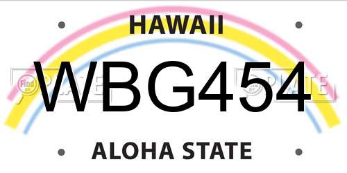 WBG454 Hawaii License Plate