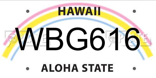 WBG616 Hawaii License Plate