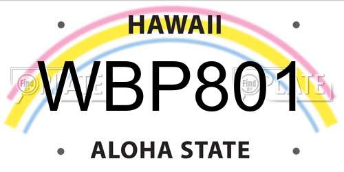 WBP801 Hawaii License Plate