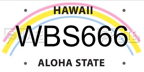 WBS666 Hawaii License Plate