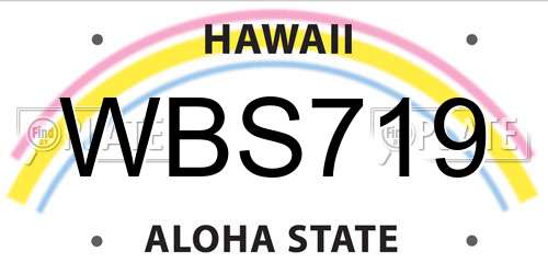 WBS719 Hawaii License Plate