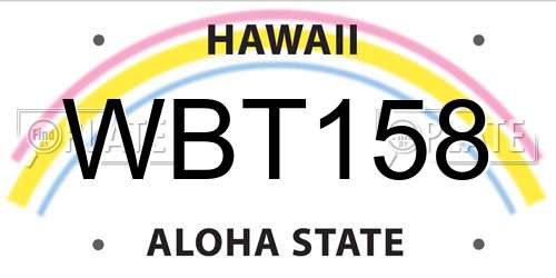 WBT158 Hawaii License Plate