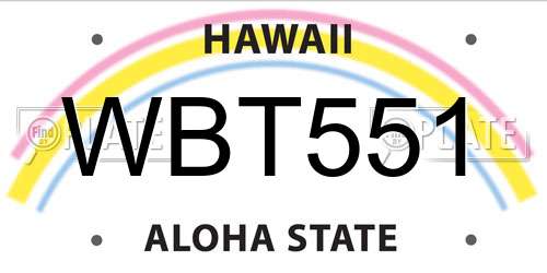WBT551 Hawaii License Plate