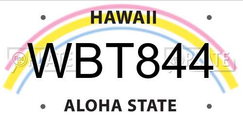 WBT844 Hawaii License Plate
