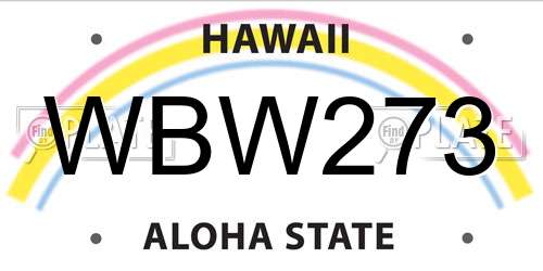 WBW273 Hawaii License Plate