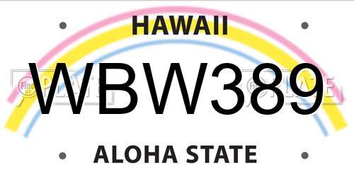 WBW389 Hawaii License Plate