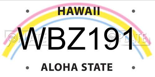 WBZ191 Hawaii License Plate