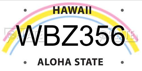 WBZ356 Hawaii License Plate