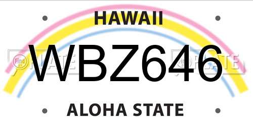 WBZ646 Hawaii License Plate