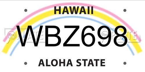 WBZ698 Hawaii License Plate