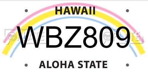 WBZ809 Hawaii License Plate