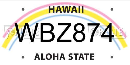 WBZ874 Hawaii License Plate