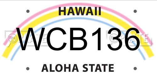 WCB136 Hawaii License Plate