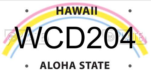WCD204 Hawaii License Plate