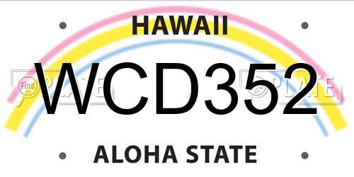 WCD352 Hawaii License Plate