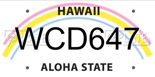 WCD647 Hawaii License Plate