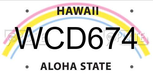 WCD674 Hawaii License Plate
