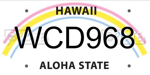 WCD968 Hawaii License Plate
