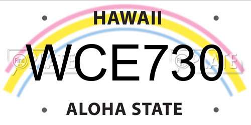 WCE730 Hawaii License Plate