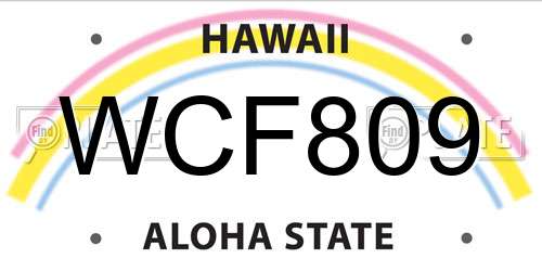 WCF809 Hawaii License Plate