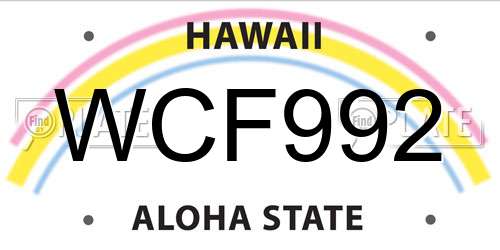 WCF992 Hawaii License Plate