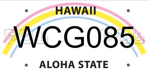 WCG085 Hawaii License Plate