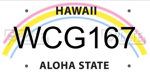 WCG167 Hawaii License Plate