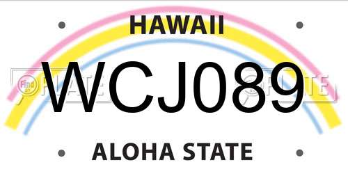 WCJ089 Hawaii License Plate