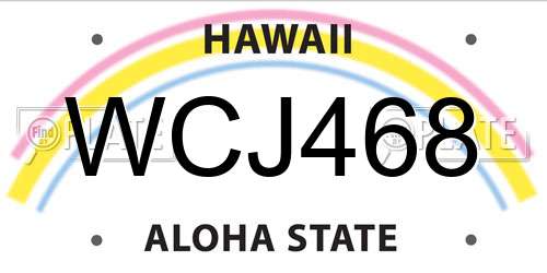 WCJ468 Hawaii License Plate