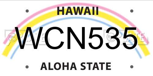 WCN535 Hawaii License Plate
