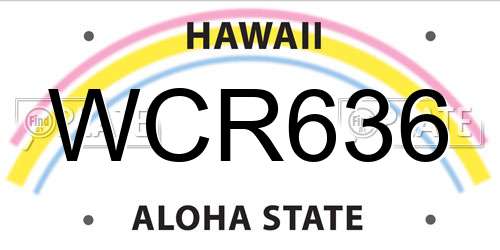 WCR636 Hawaii License Plate