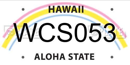 WCS053 Hawaii License Plate