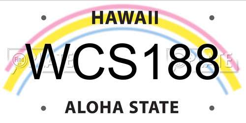 WCS188 Hawaii License Plate