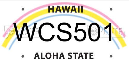 WCS501 Hawaii License Plate