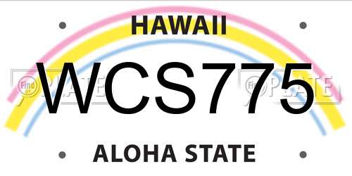 WCS775 Hawaii License Plate